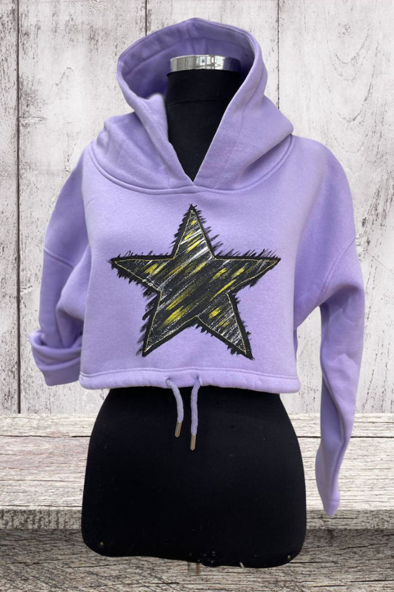 Lookproject - Star Crop Top - El Boyaması Hoodie