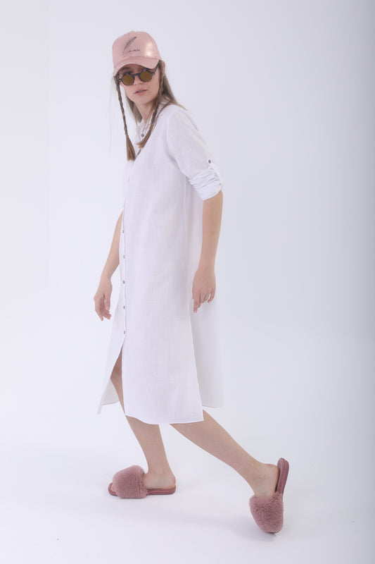 Look Project - Summer Look Beyaz Gömlek Elbise
