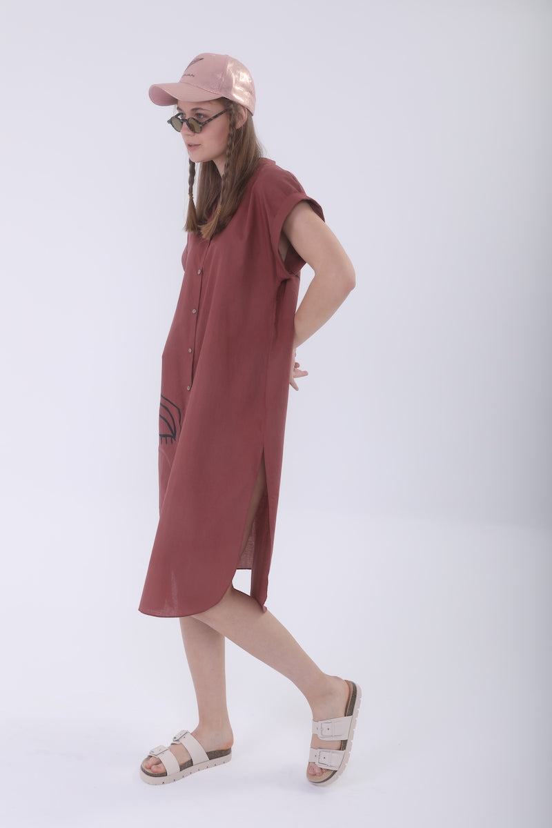 Look Project - Summer Look Ginger Kısa Kollu Gömlek Elbise