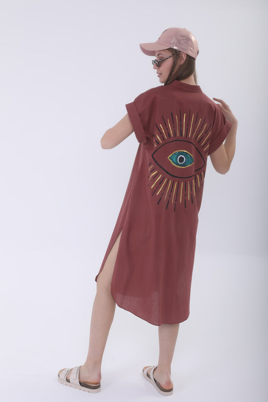 Look Project - Summer Look Ginger Kısa Kollu Gömlek Elbise