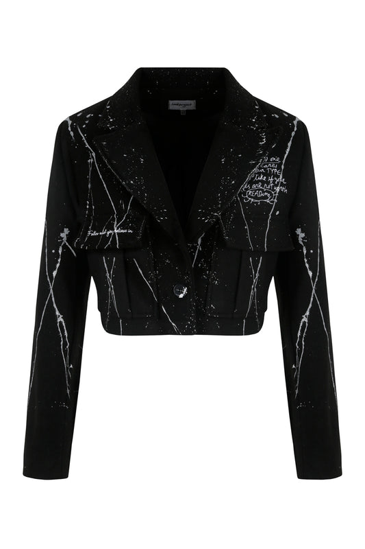 Amor Crop Felt Jacket - Black