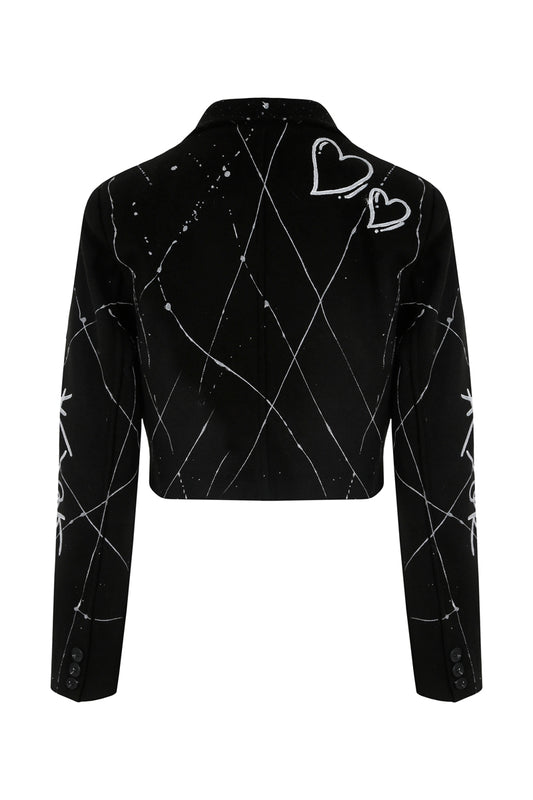 Amor Crop Felt Jacket - Black