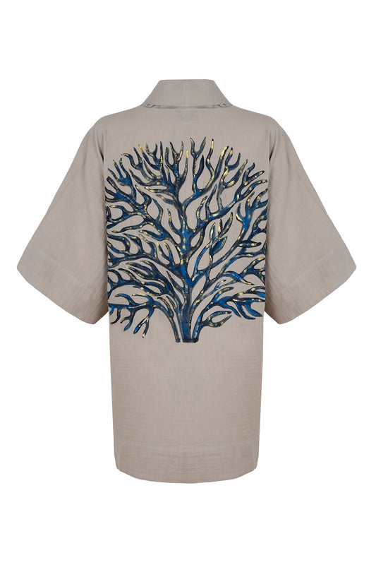 Coral Effect Kimono - Gray