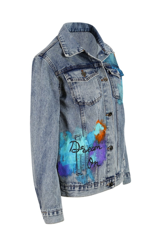 Dream Catcher Denim Ceket - Mavi
