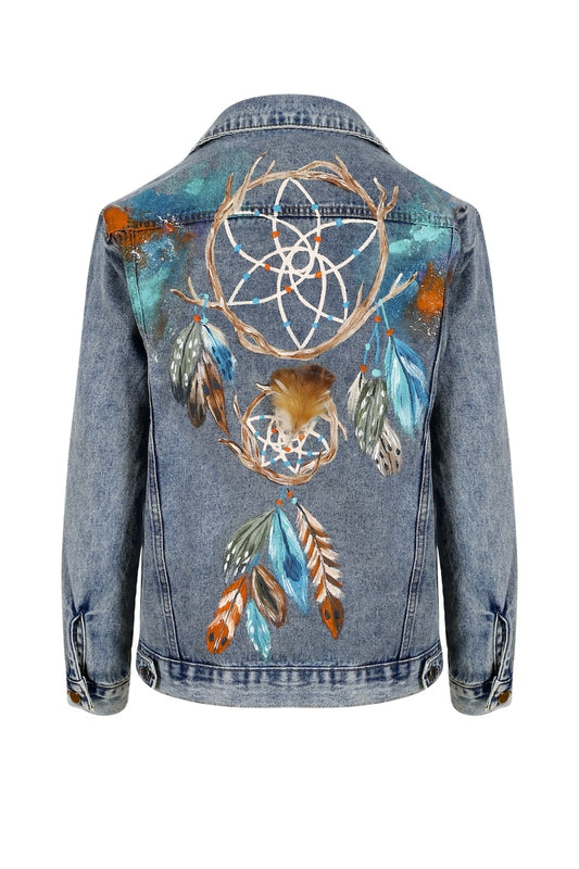 Dream Catcher Denim Ceket - Mavi