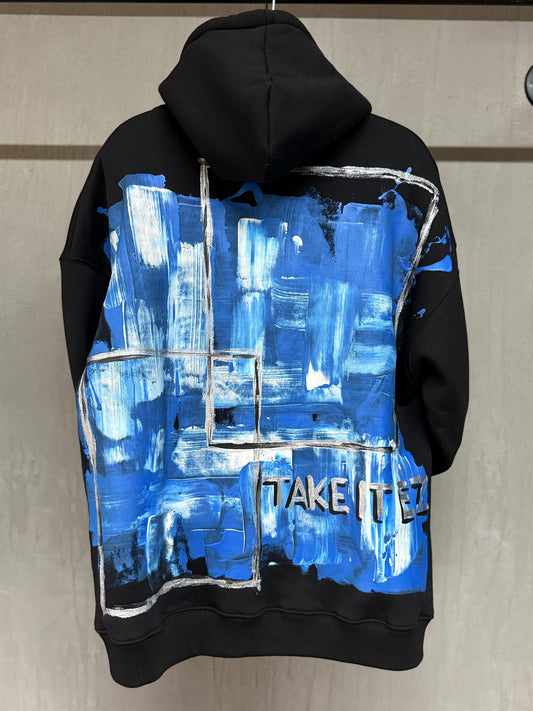 Hand-Painted Hoodie 01-Black