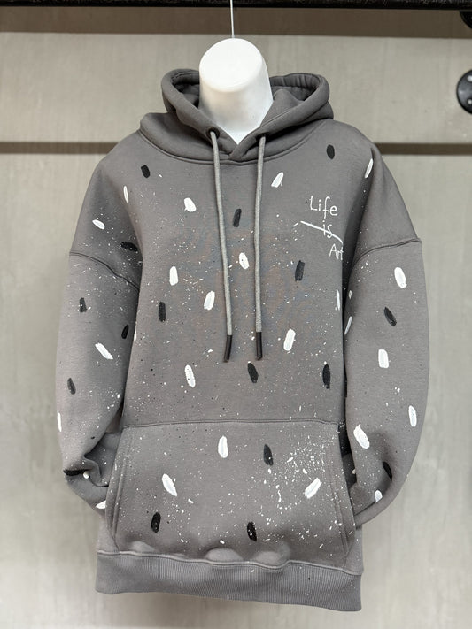 Hand Painted Hoodie 02-Grey