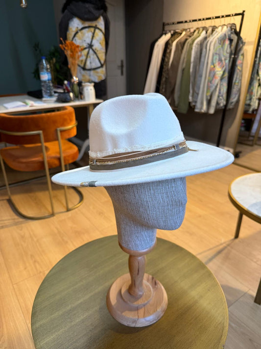 Felt Fedora Hat 08-Ecru