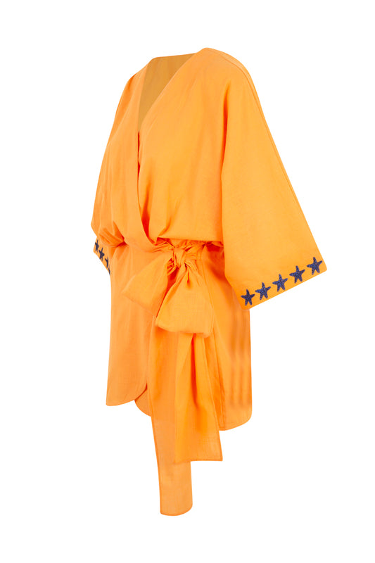 Lia Mini Kimono Elbise - Turuncu