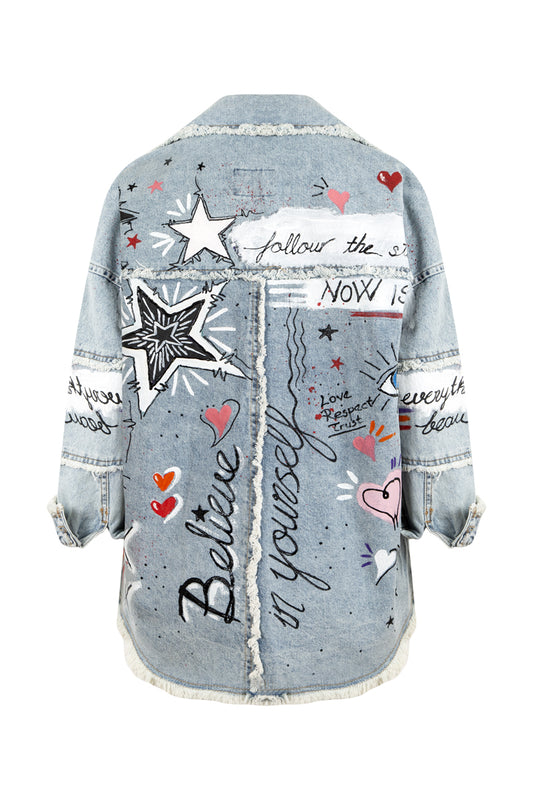 Love Bird Denim Ceket - Mavi