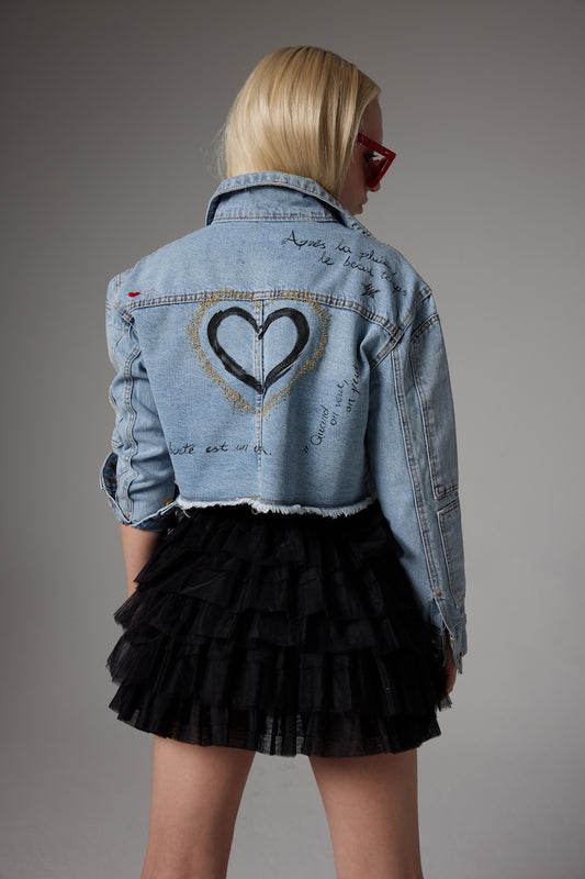 Love Denim Ceket - Mavi