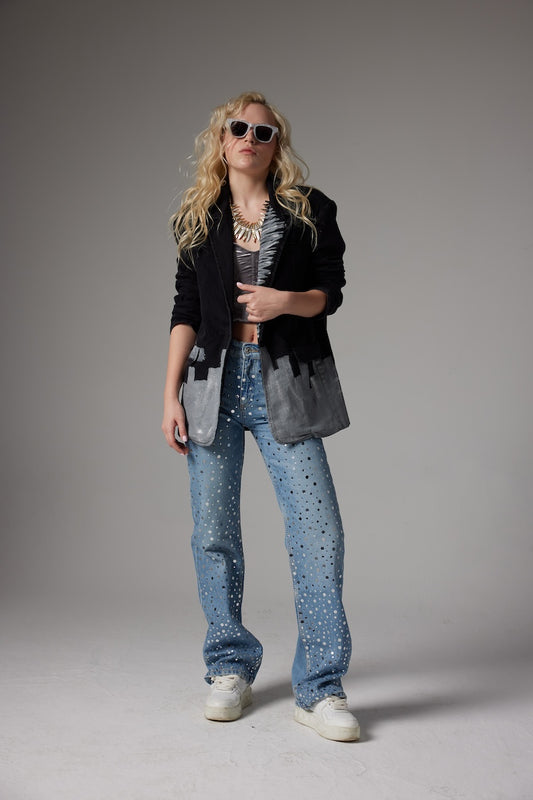 Manhattan Denim Blazer Jacket - Black