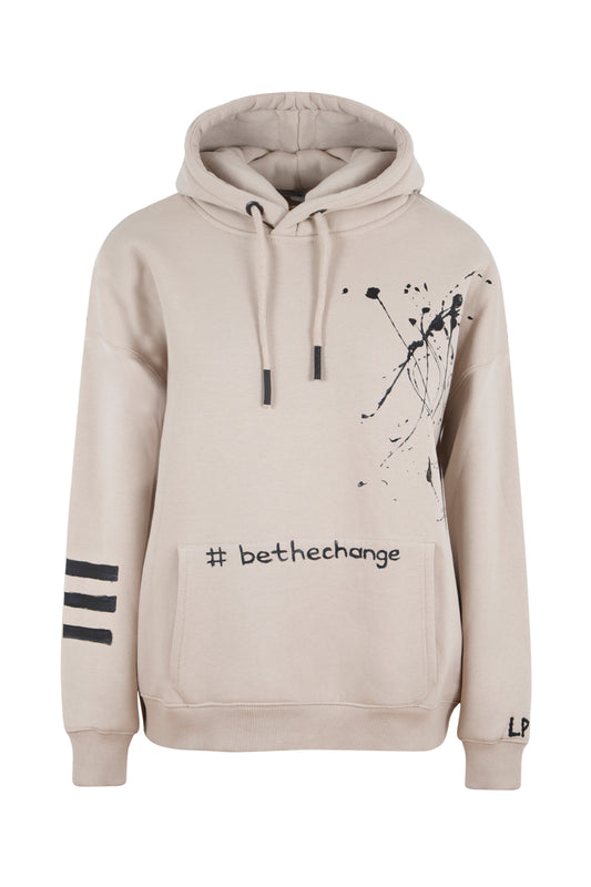 Peace Hand-Painted Hoodie - Sand Color