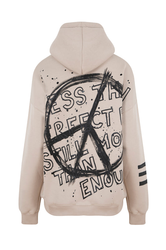 Peace Hand-Painted Hoodie - Sand Color