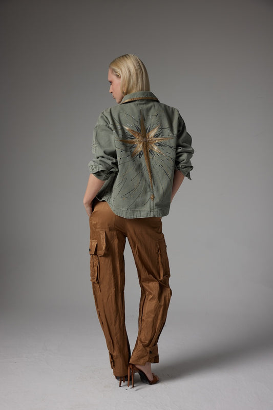 Polar Elegance Denim Ceket - Haki