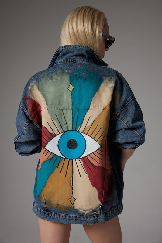 Rainbow Denim Ceket - Mavi