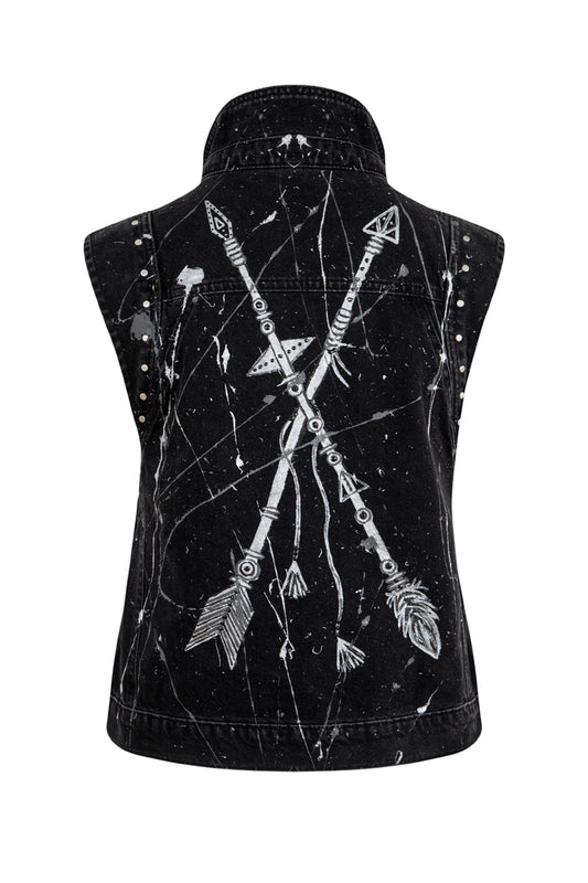 Rebel Denim Vest - Black