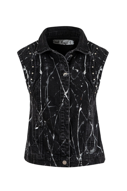 Rebel Denim Vest - Black