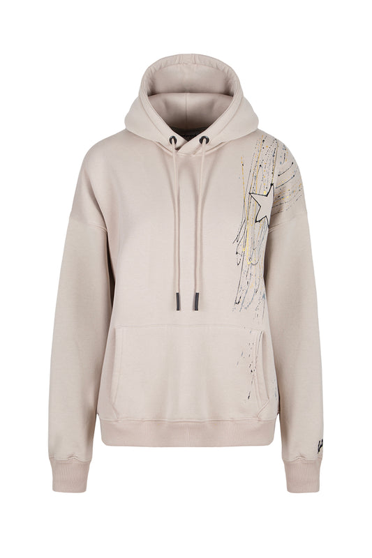 Shine Bright El Boyaması Hoodie - Krem