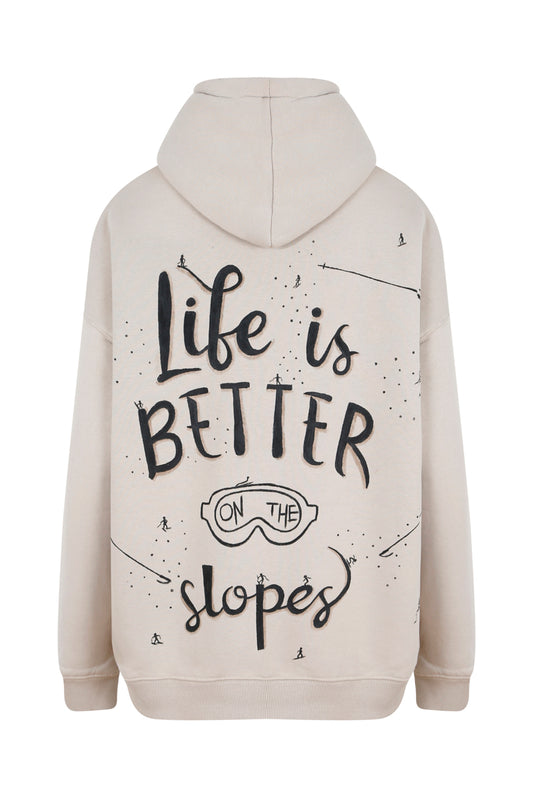 Ski Hand-Painted Hoodie - Sand Color