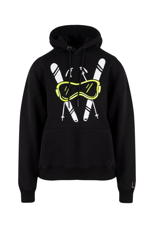 Ski Life El Boyaması Hoodie - Siyah