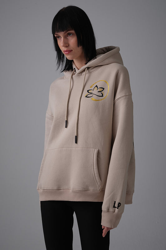 Yogi El Boyaması Hoodie - Kum Rengi