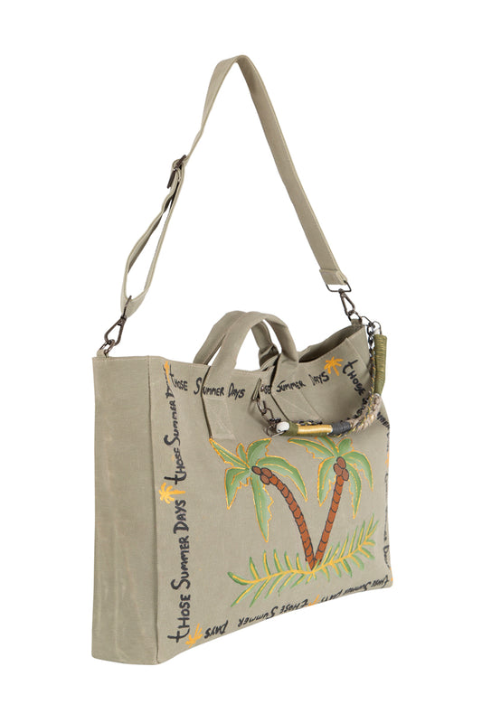 Palm Summer Beach Bag - Stone