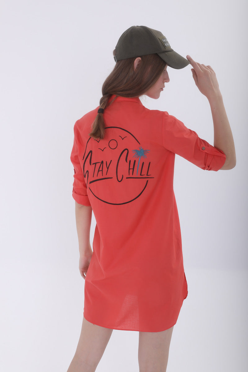 Look Project - Stay Chill Pomegranate Gömlek Elbise