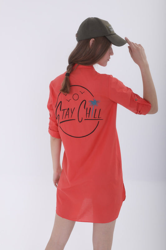 Look Project - Stay Chill Pomegranate Gömlek Elbise